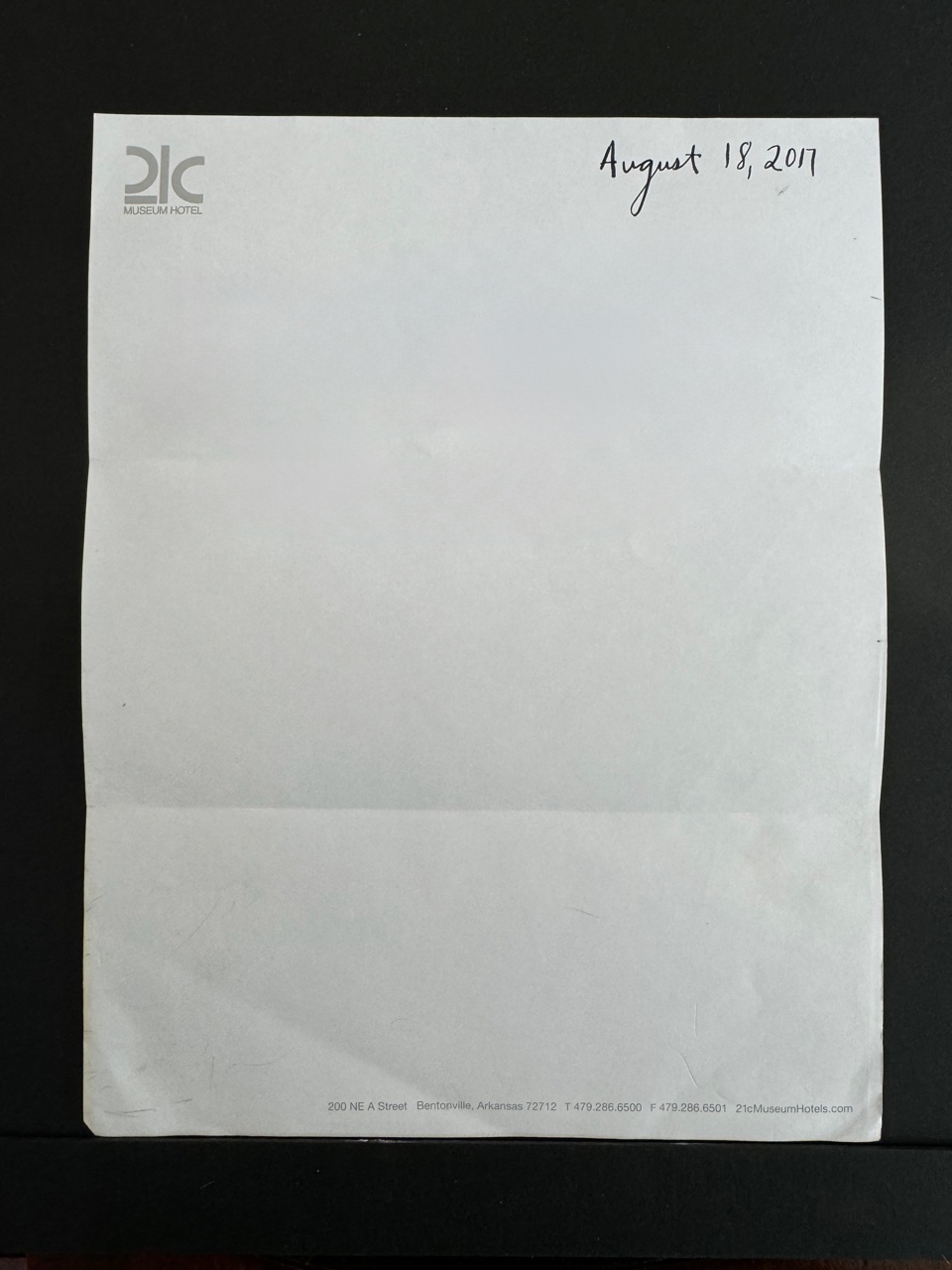 21C Hotel Bentonville stationery image 2