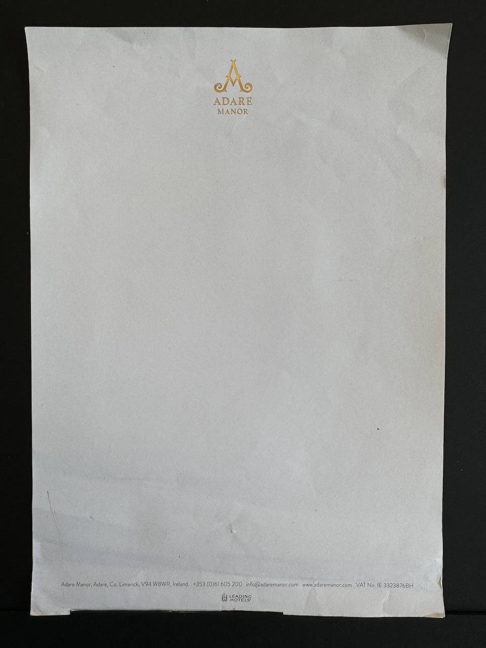 Adare Manor Limerick stationery image 2