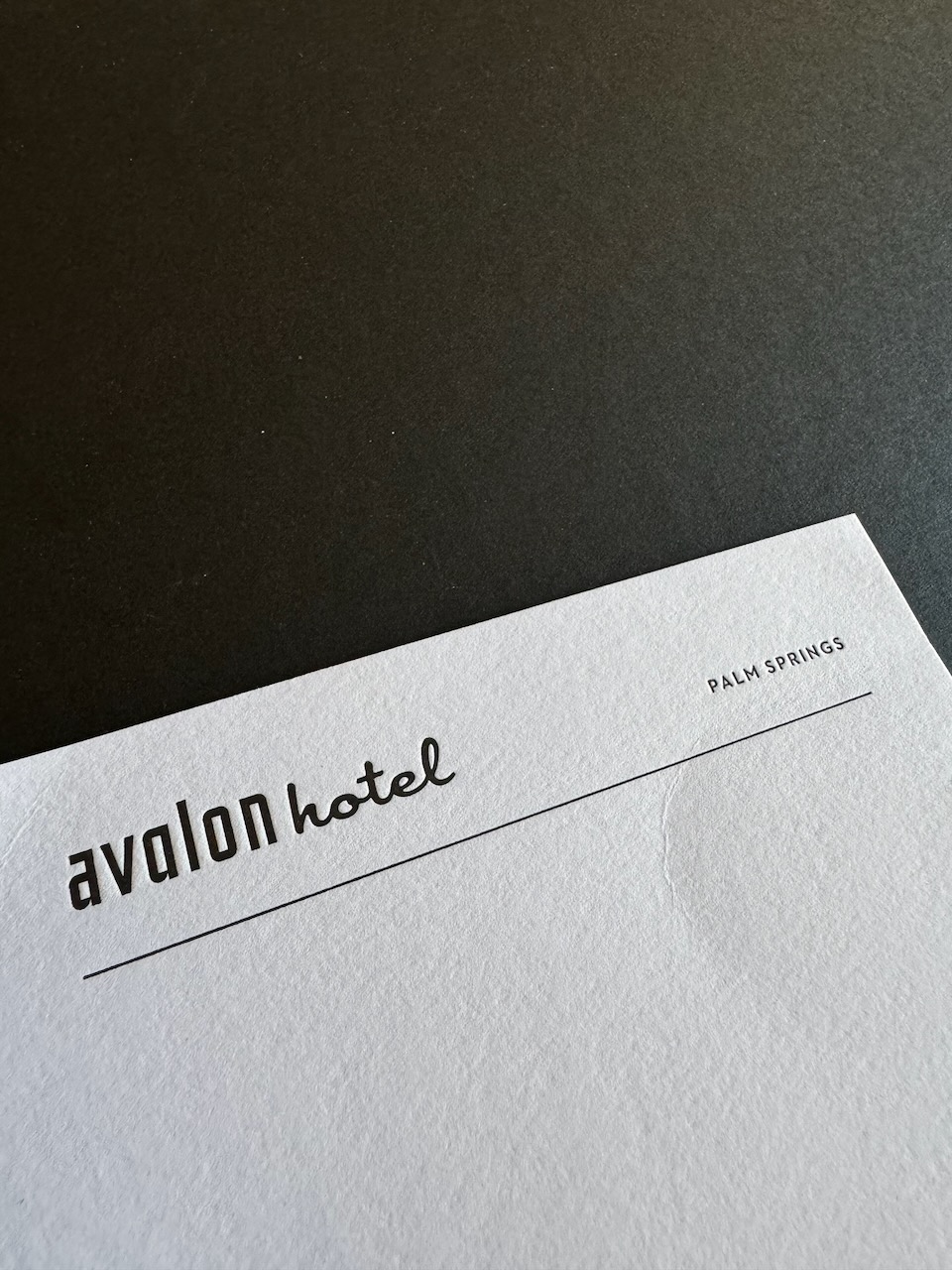 Avalon Hotel Palm Springs stationery image 1
