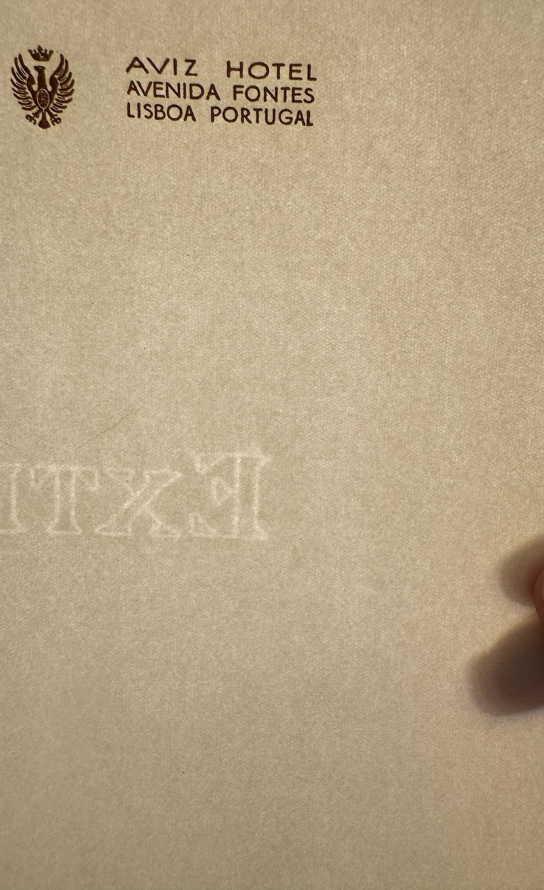 Aviz Hotel Lisbon stationery image 3