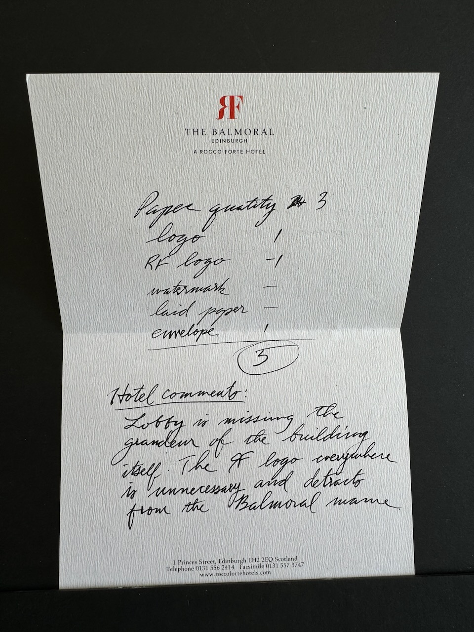 Balmoral Edinburgh stationery image 7