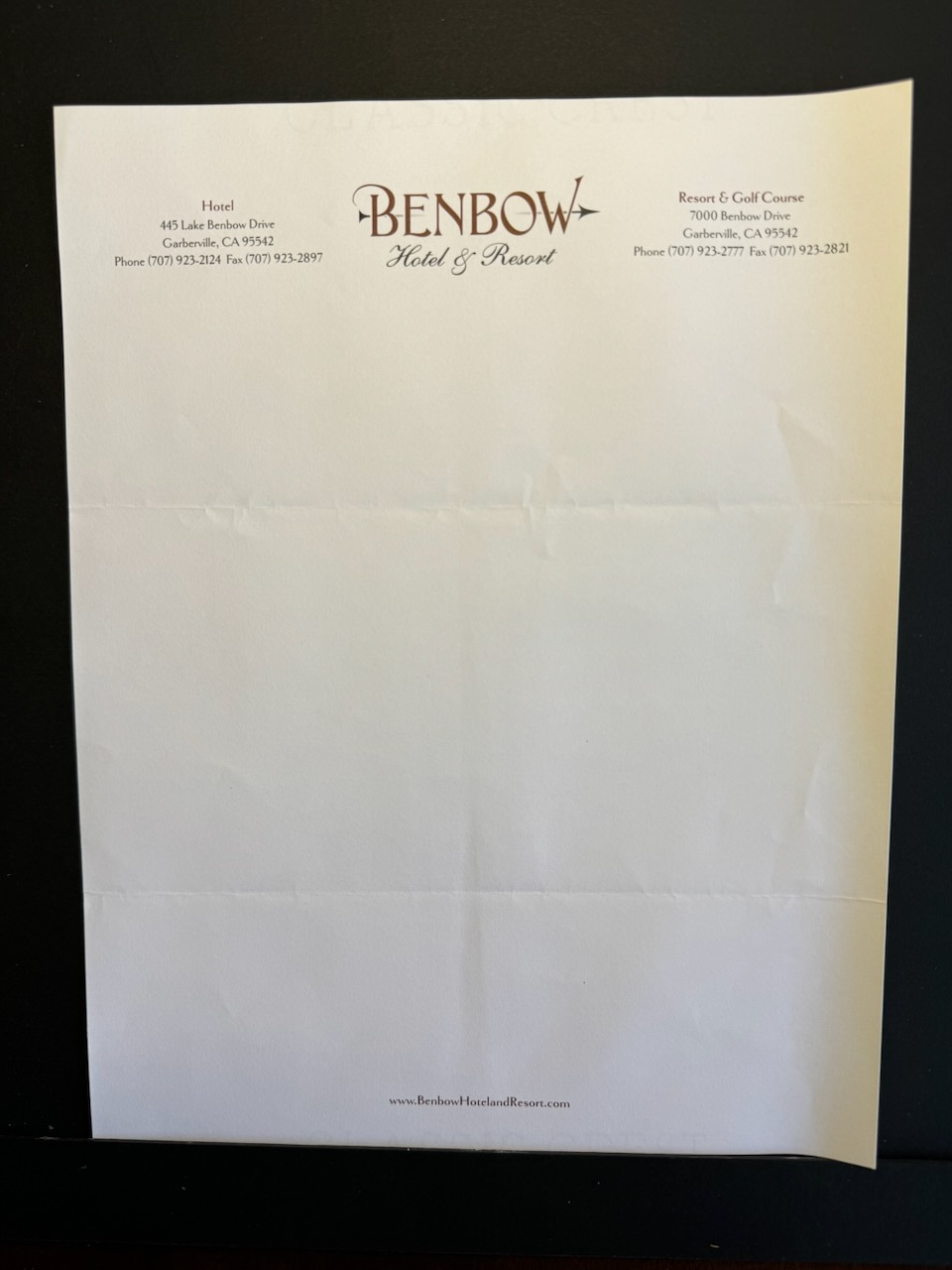 Benbow Hotel stationery image 2