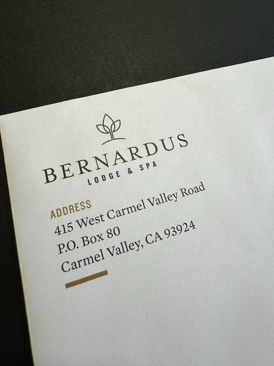 Bernardus Resort Carmel stationery image 1