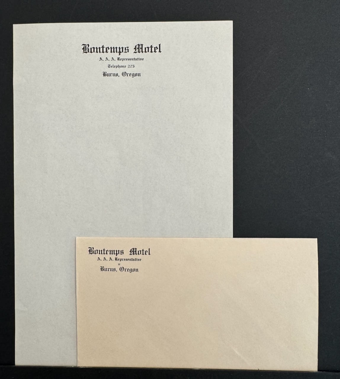 Bontemps Motel Burns, OR stationery image 3