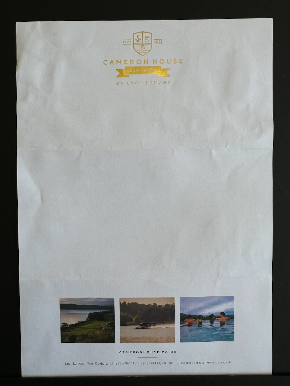 Cameron House Loch Lomond stationery image 9