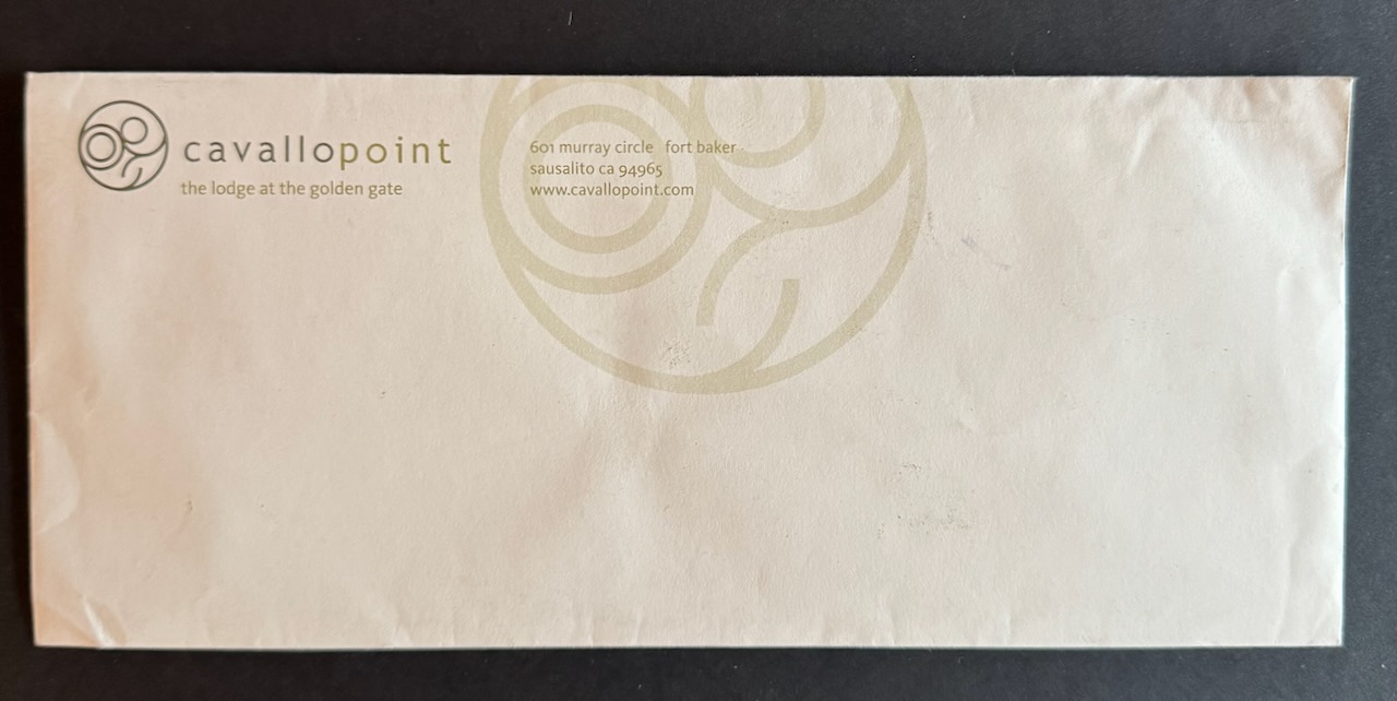Cavallo Point Inn SF stationery image 3