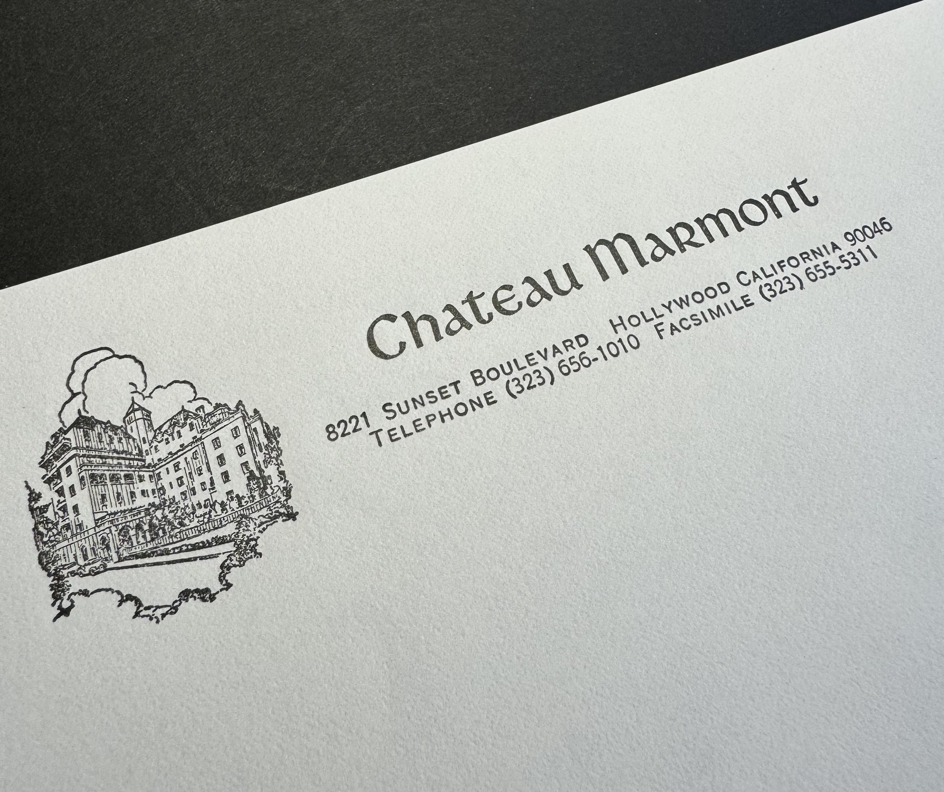 Chateau Marmont stationery set overview