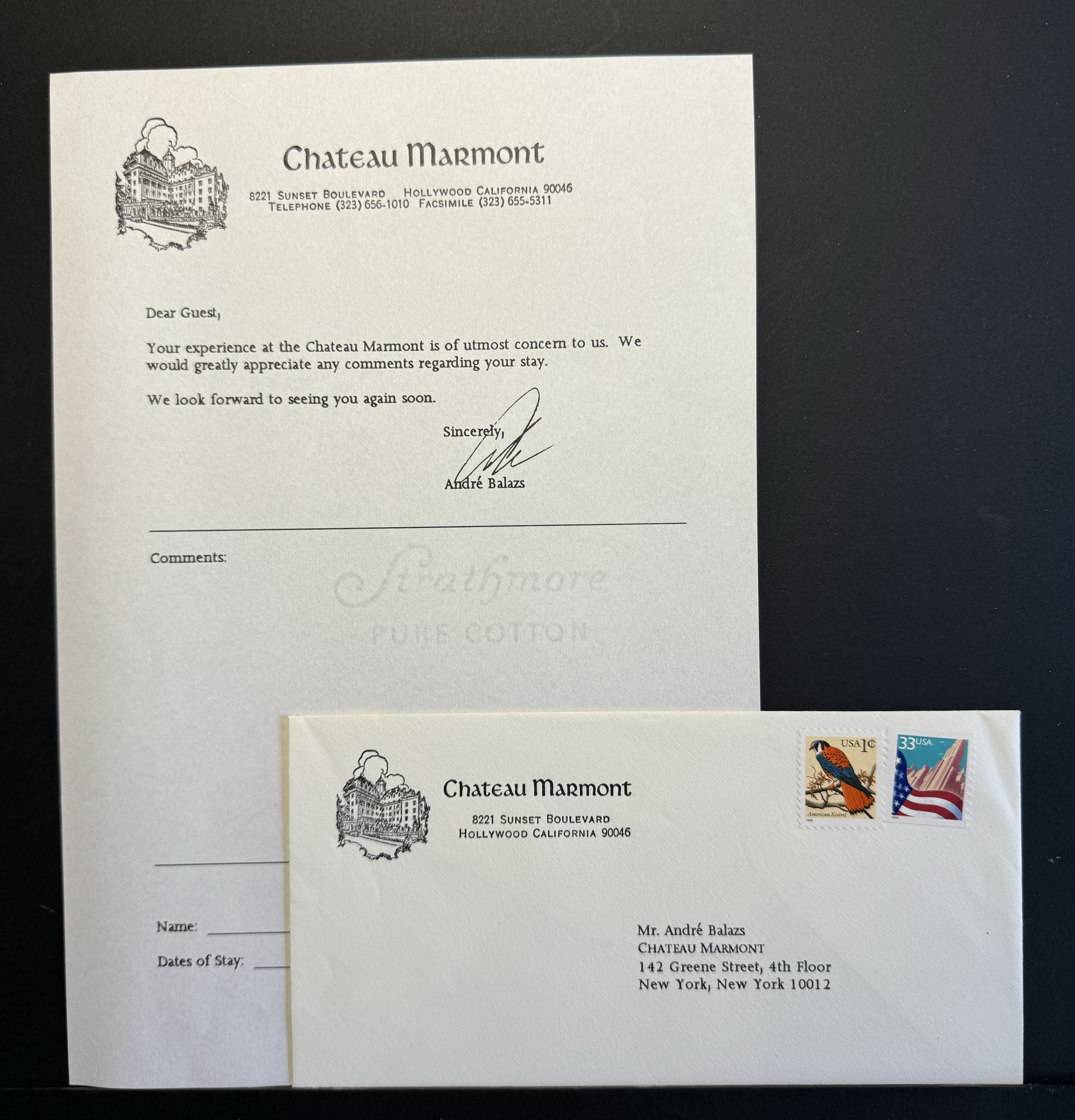Chateau Marmont letter detail