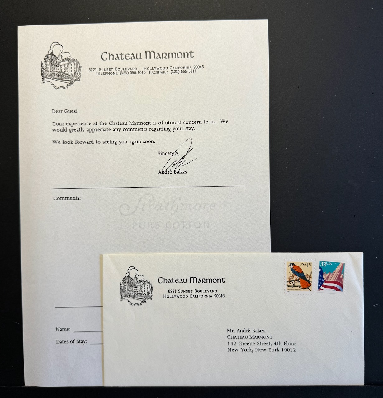 Chateau Marmont stationery image 11