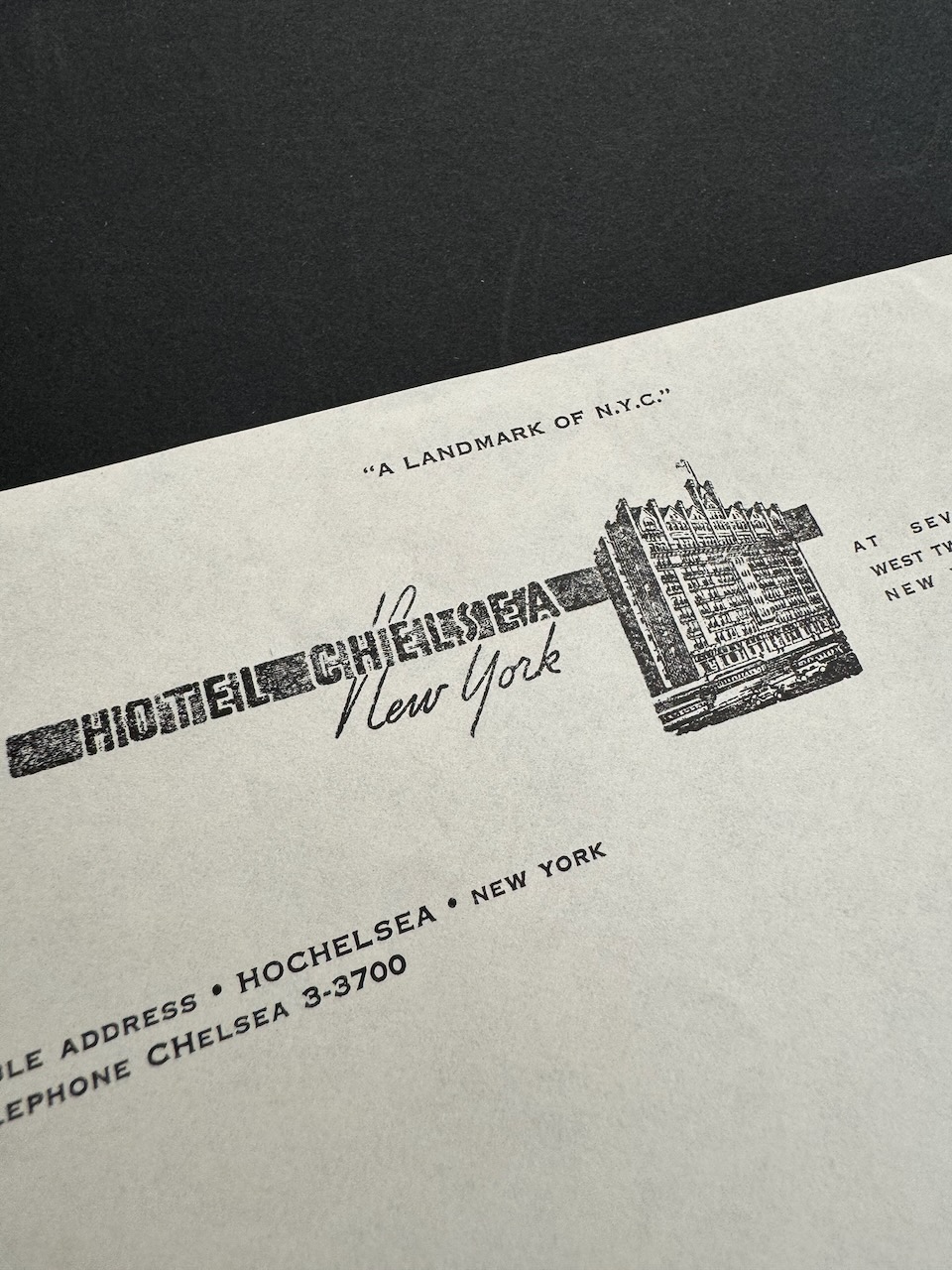 Chelsea Hotel NYC stationery image 1