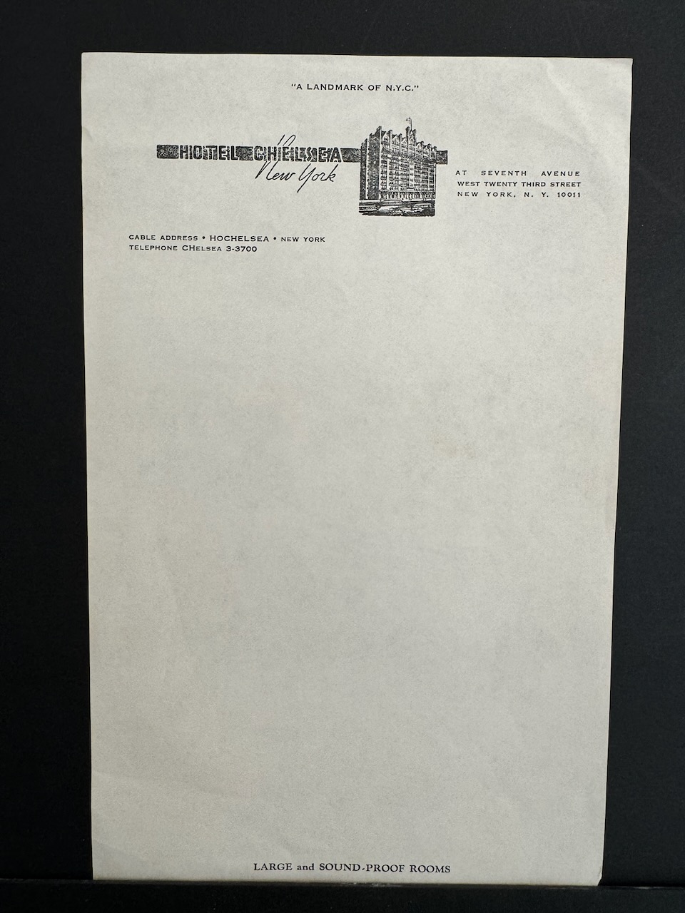 Chelsea Hotel NYC stationery image 2