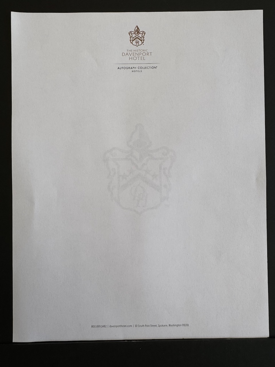 Davenport Hotel Spokane stationery image 2
