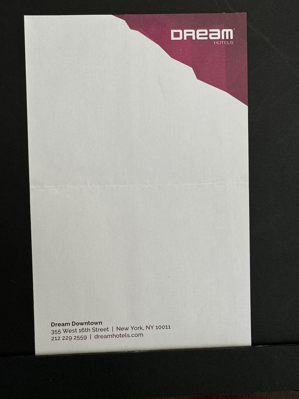 Dream Downtown NYC stationery image 2