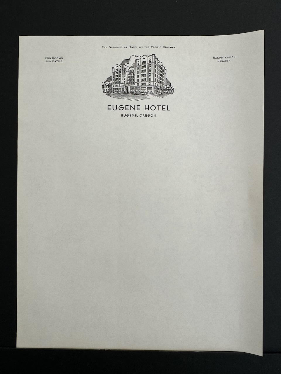 Eugene Hotel Eugene OR stationery image 2