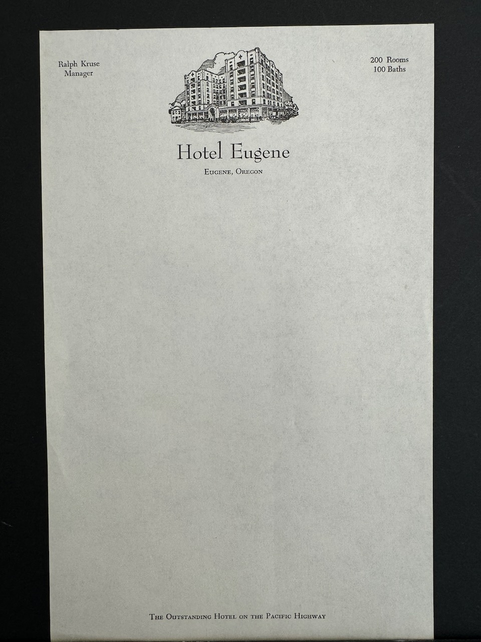 Eugene Hotel Eugene OR stationery image 3