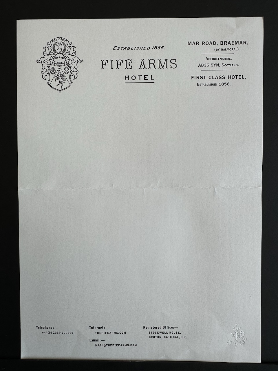 Fife Arms Braemar stationery image 2