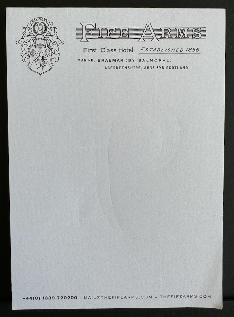 Fife Arms Braemar stationery image 8