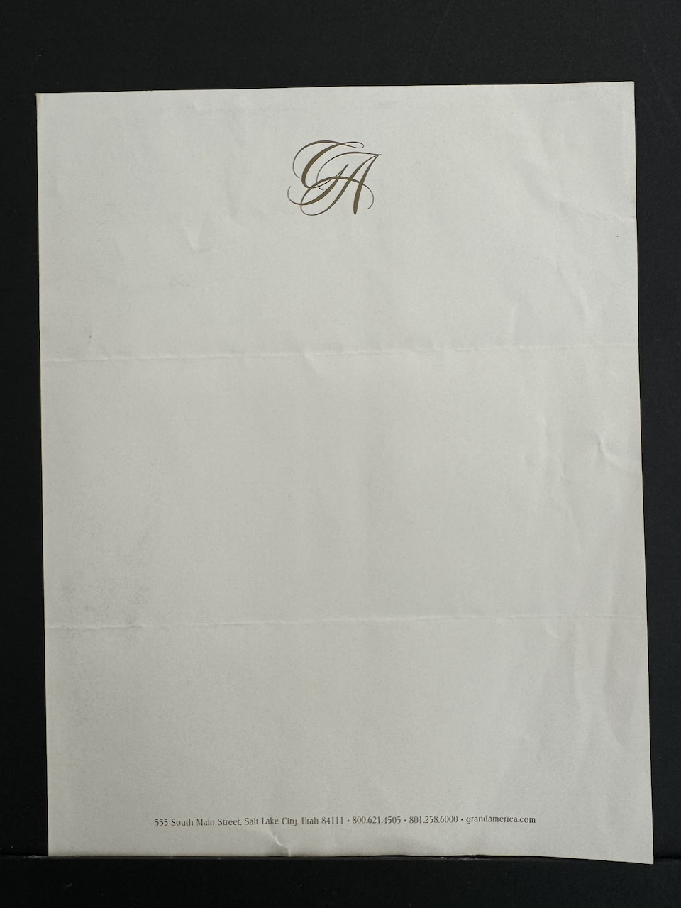 Grand America Hotel Salt Lake City stationery image 2