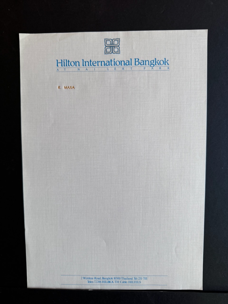 Hilton International Bangkok stationery image 2