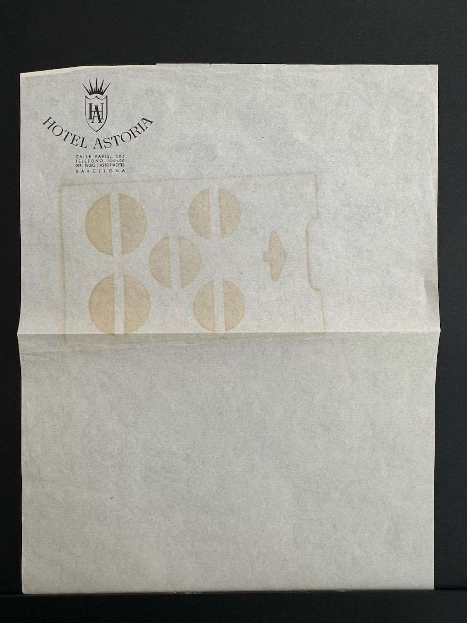 Hotel Astoria Barcelona stationery image 2