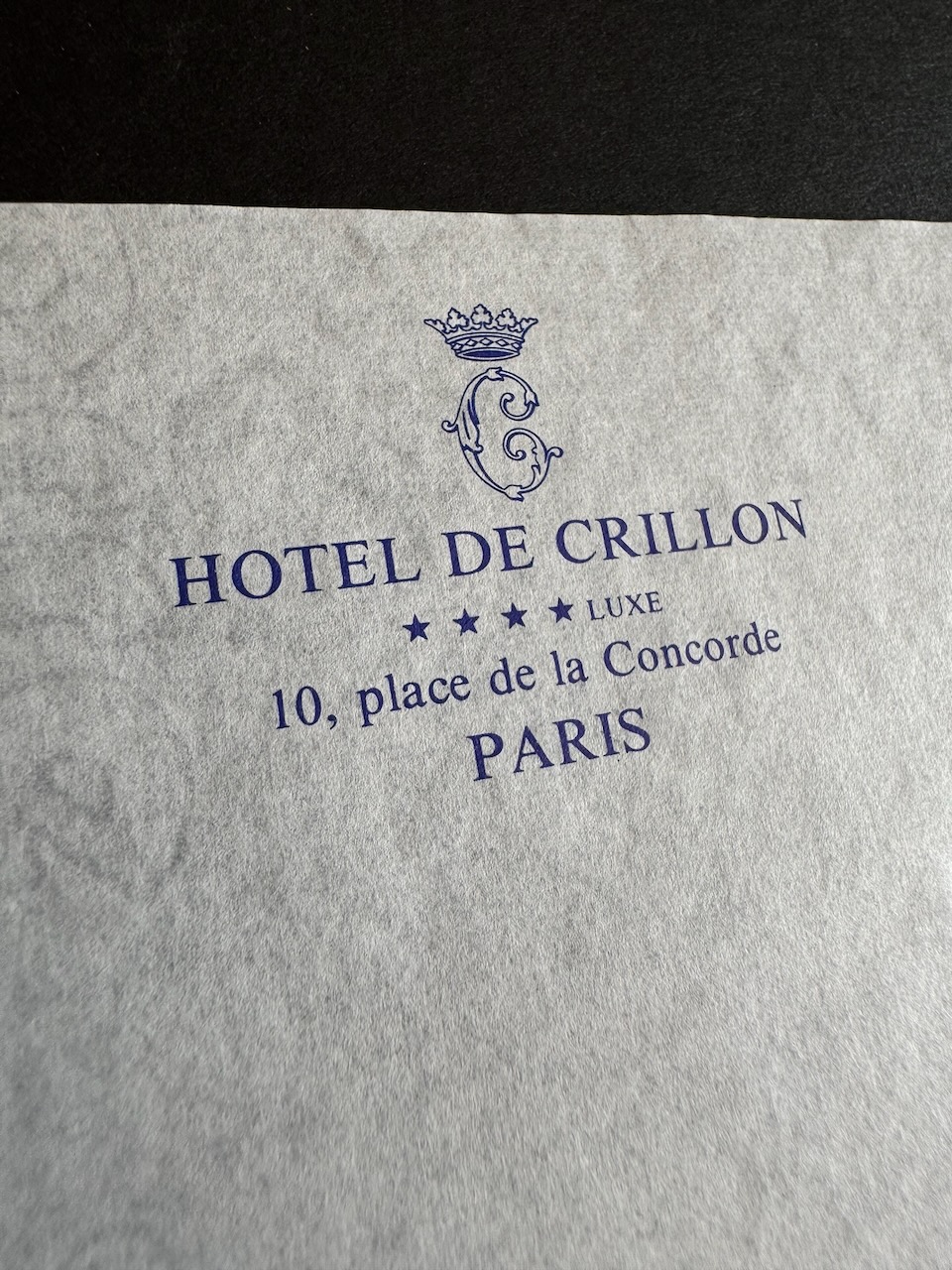 Hotel Crillon Paris stationery image 1