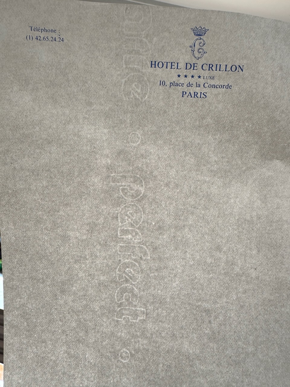 Hotel Crillon Paris stationery image 5