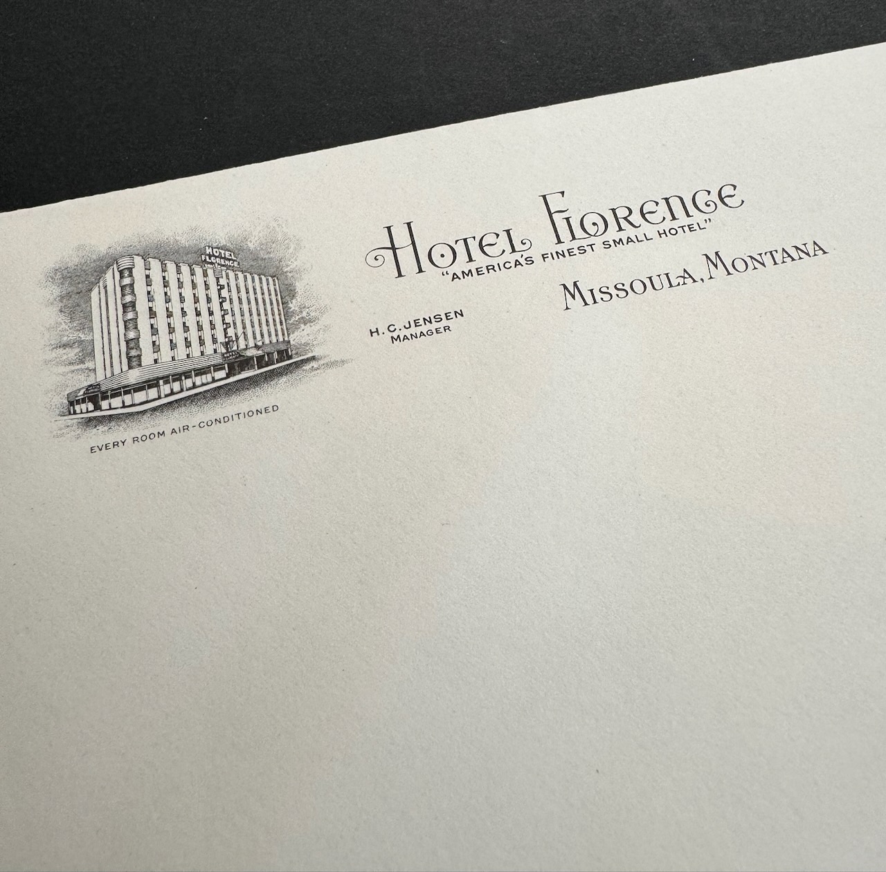 Hotel Florence Missoula MT stationery image 1