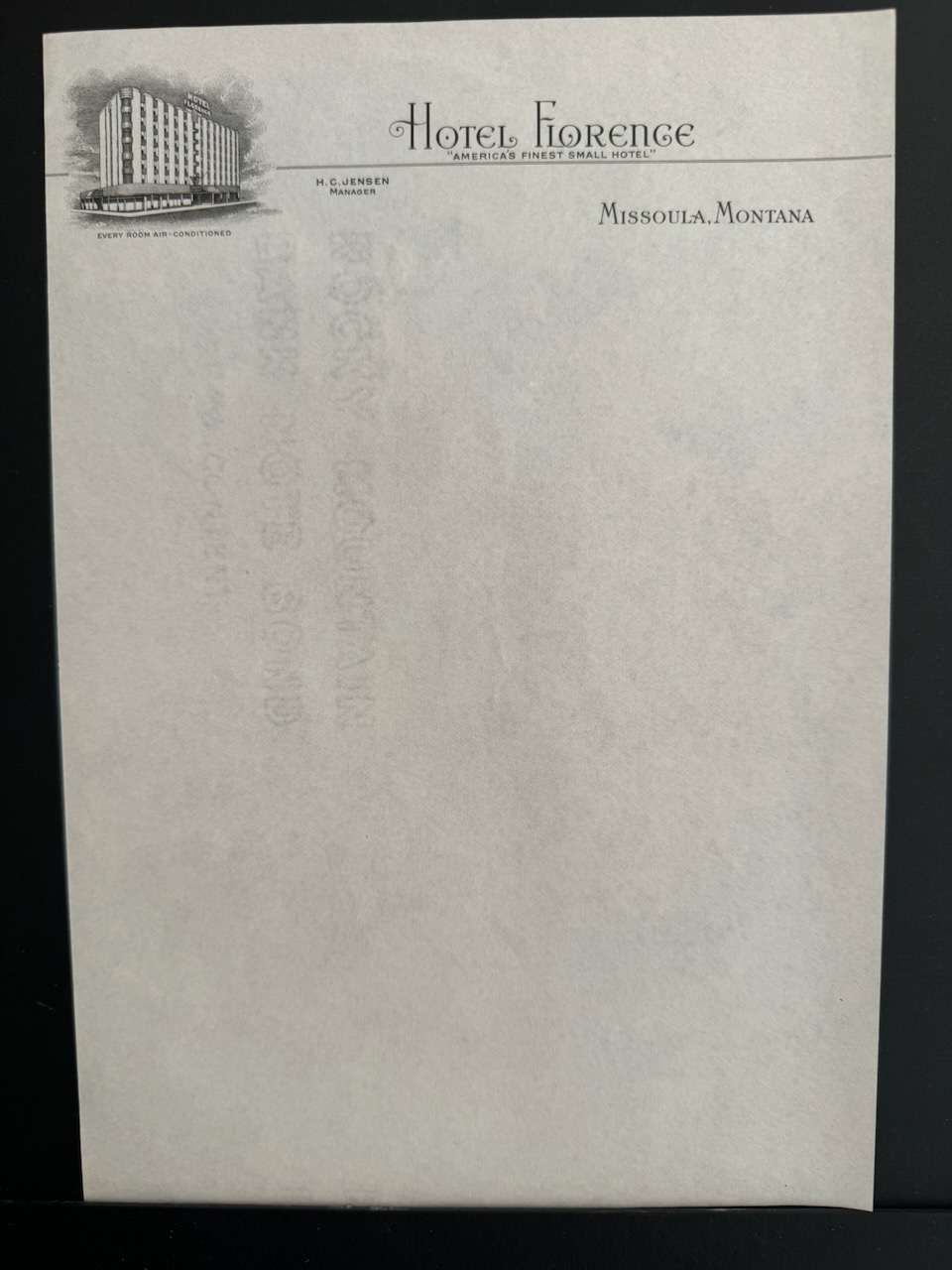 Hotel Florence Missoula MT stationery image 2
