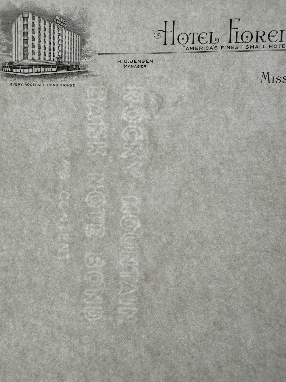 Hotel Florence Missoula MT stationery image 4