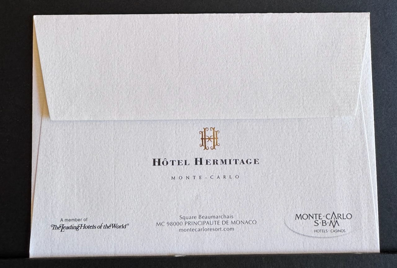 Hotel Hermitage Monte Carlo stationery image 4