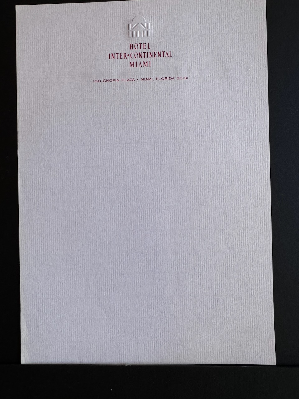 HOTEL INTERCONTINENTAL MIAMI stationery image 2