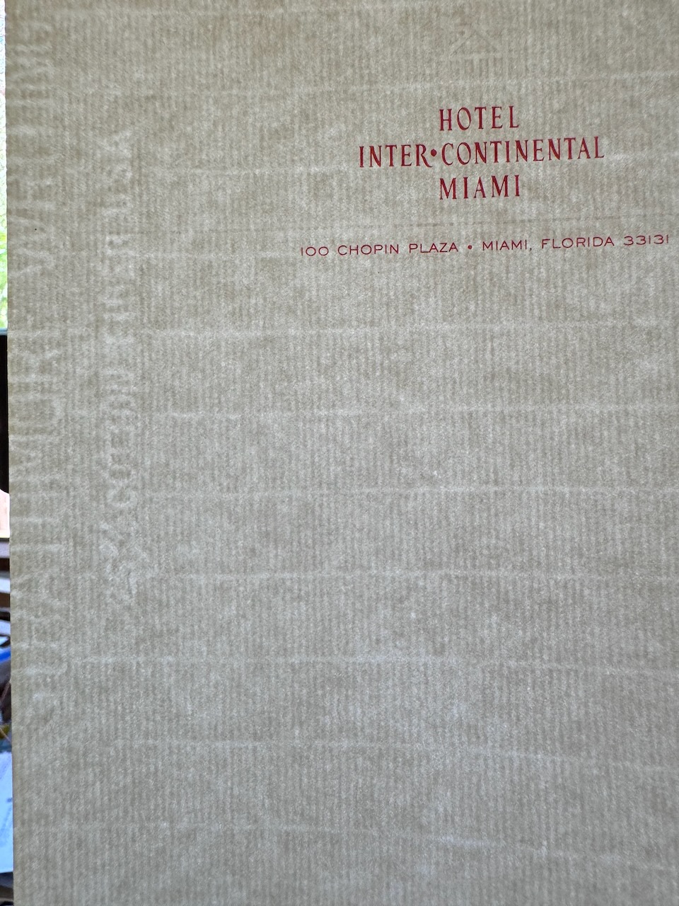 HOTEL INTERCONTINENTAL MIAMI stationery image 3