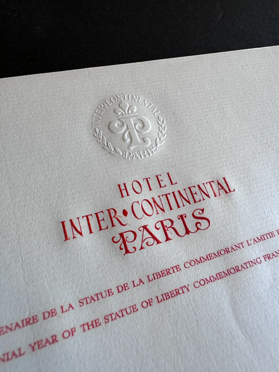 HOTEL INTERCONTINENTAL PARIS stationery image 1
