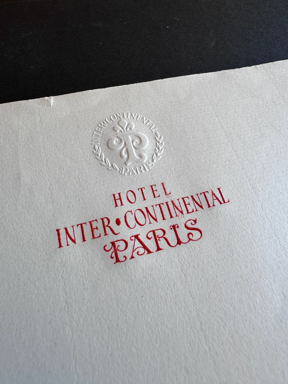HOTEL INTERCONTINENTAL PARIS stationery image 4