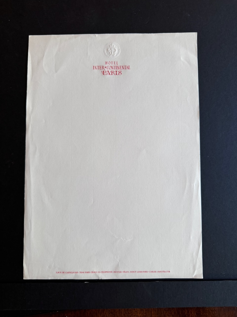 HOTEL INTERCONTINENTAL PARIS stationery image 5