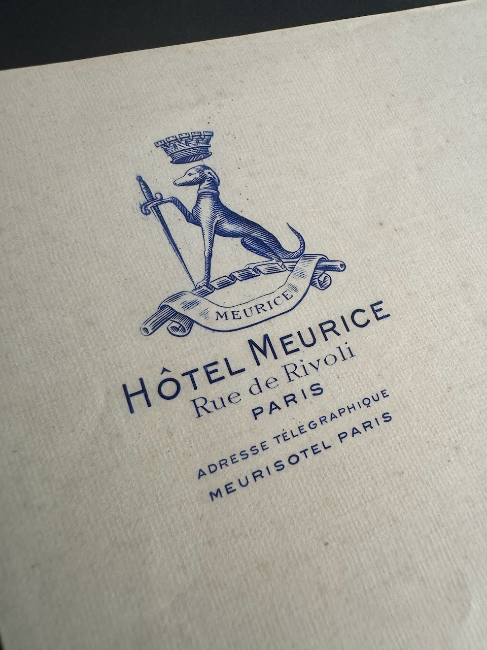 Hotel Meurice Paris stationery image 1