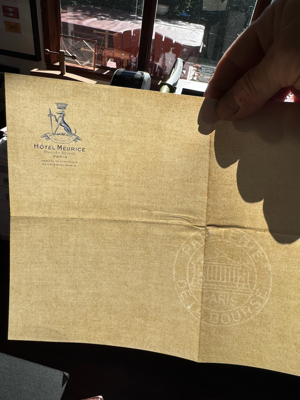 Hotel Meurice Paris stationery image 4