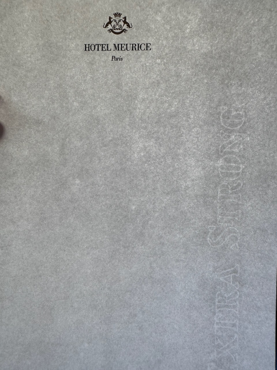 Hotel Meurice Paris stationery image 7