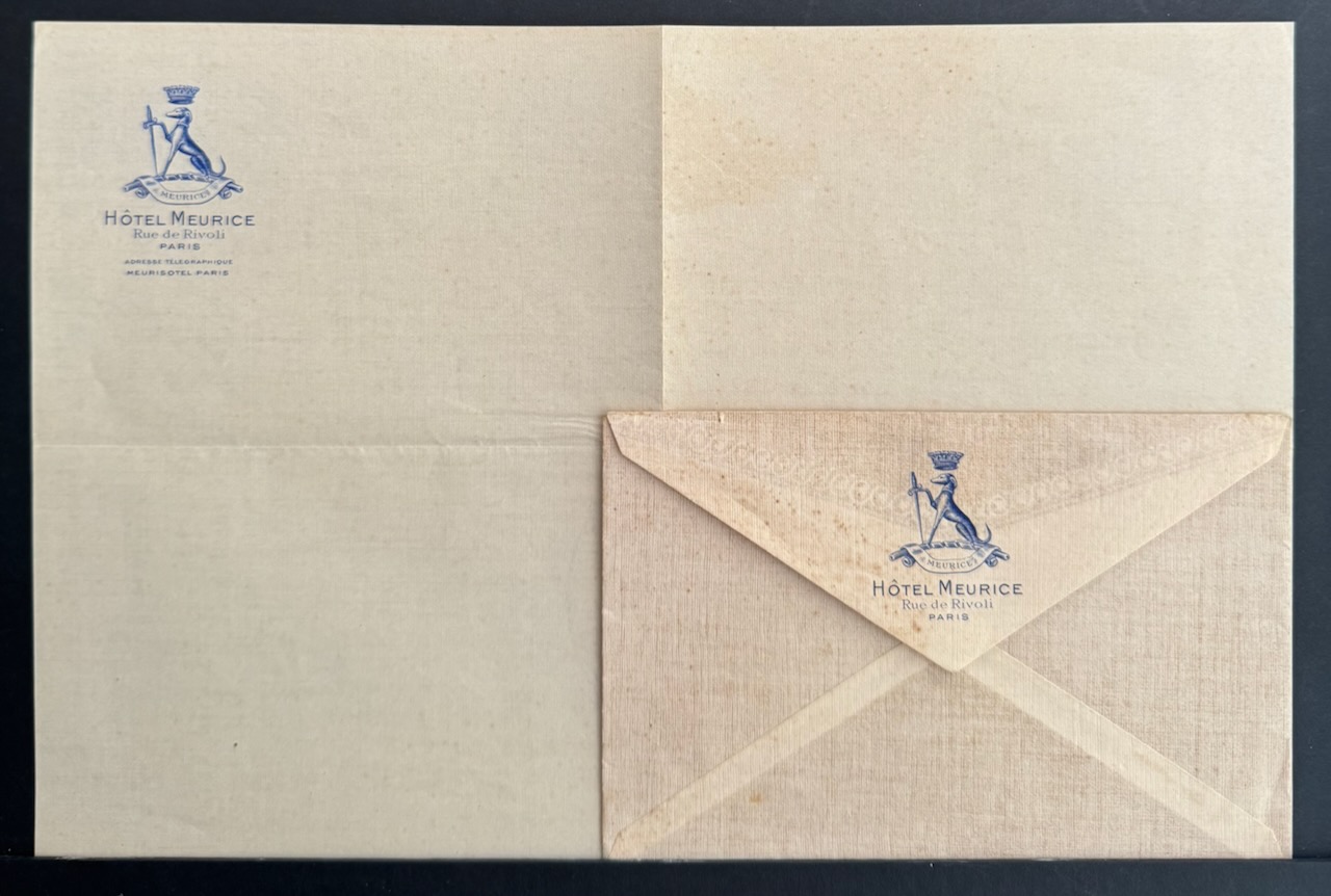 Hotel Meurice Paris stationery image 14