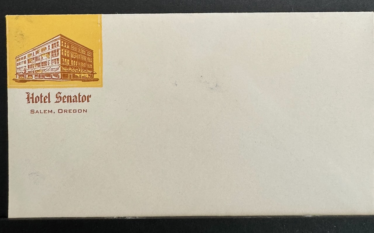 Hotel Senator Salem OR stationery image 3