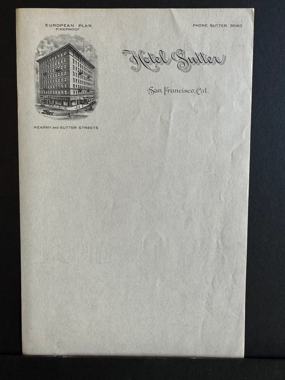 Hotel Sutter San Francisco stationery image 2