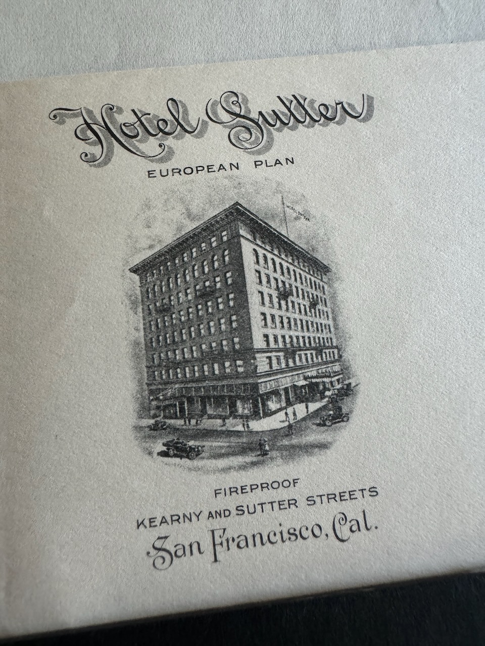 Hotel Sutter San Francisco stationery image 4