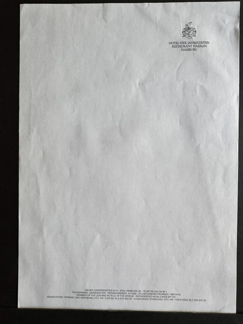 Hotel Vier Jahreszeiten Hamburg stationery image 10