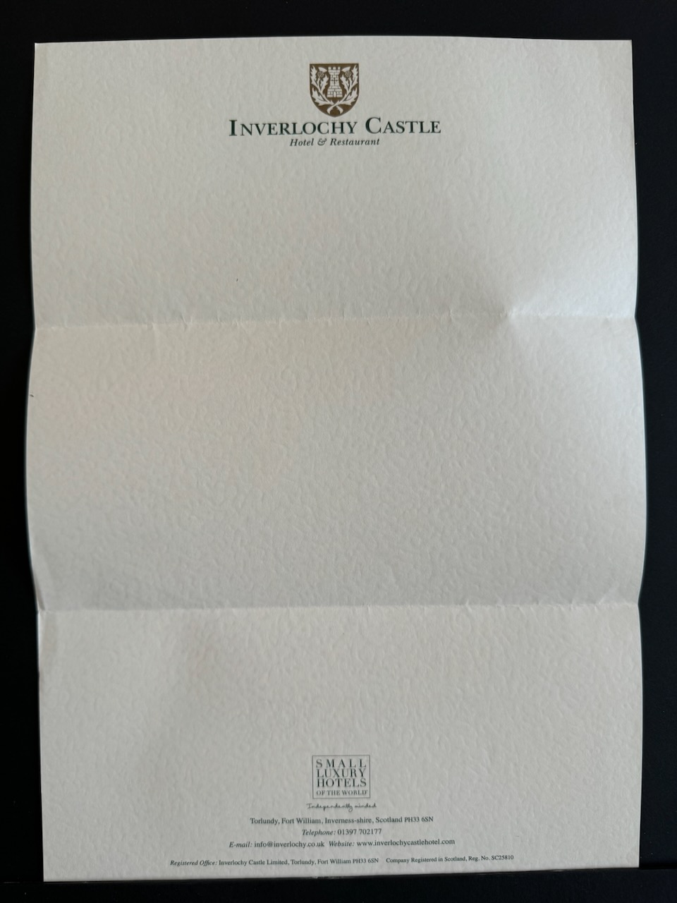 Inverlochy Castle Ft. William stationery image 2