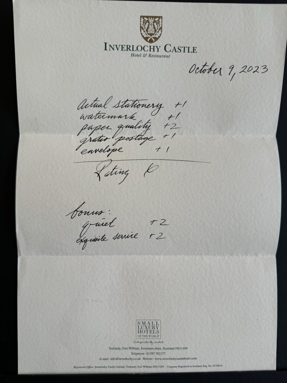 Inverlochy Castle Ft. William stationery image 4