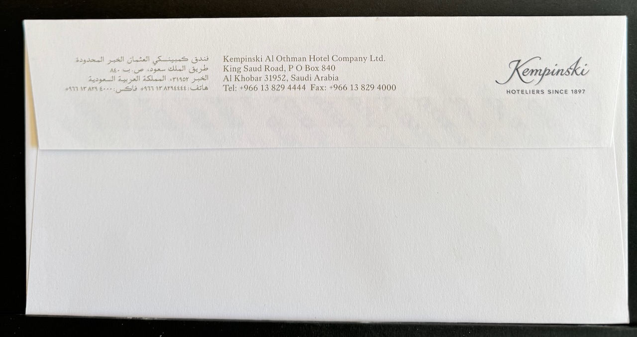 Kempinski Al Othman Hotel Saudi Arabia stationery image 5