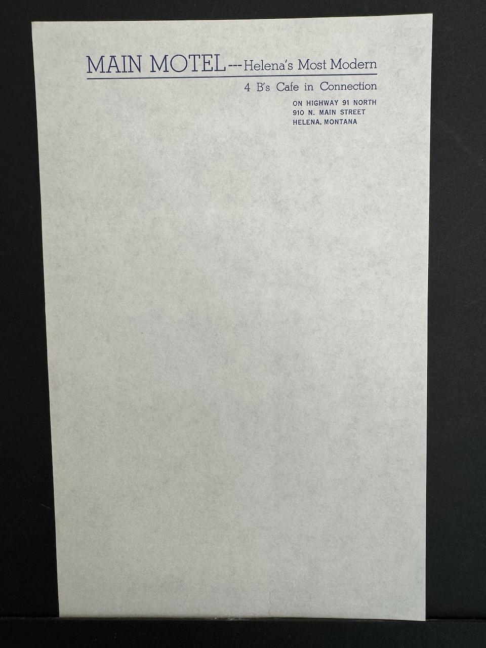 Main Motel Helena MT stationery image 2