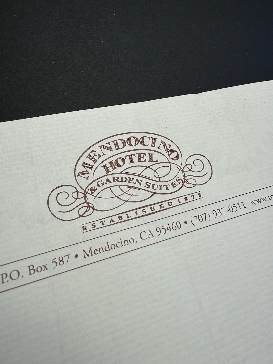 Mendocino Hotel stationery image 1