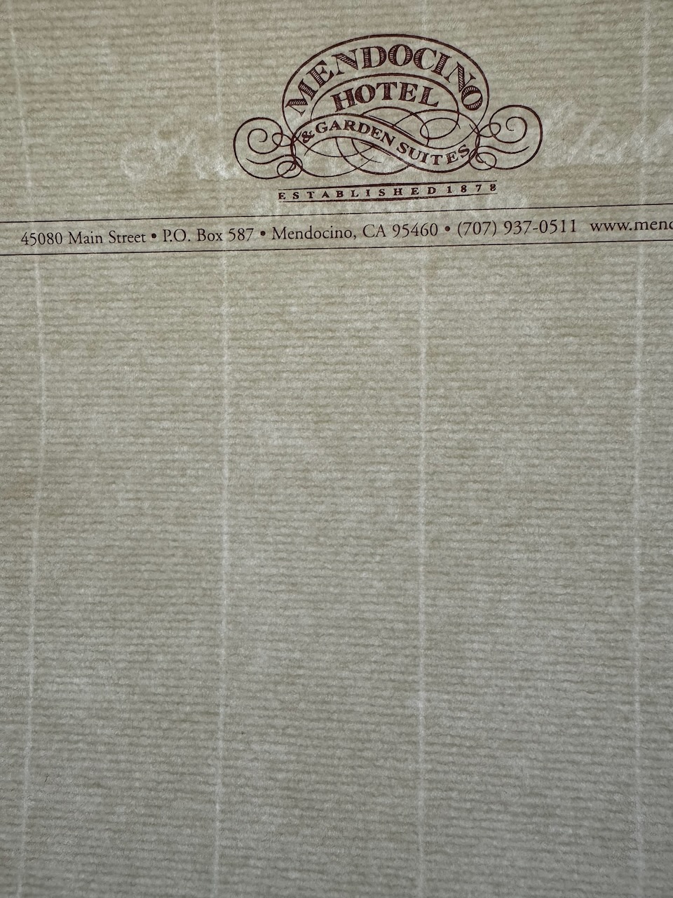 Mendocino Hotel stationery image 2