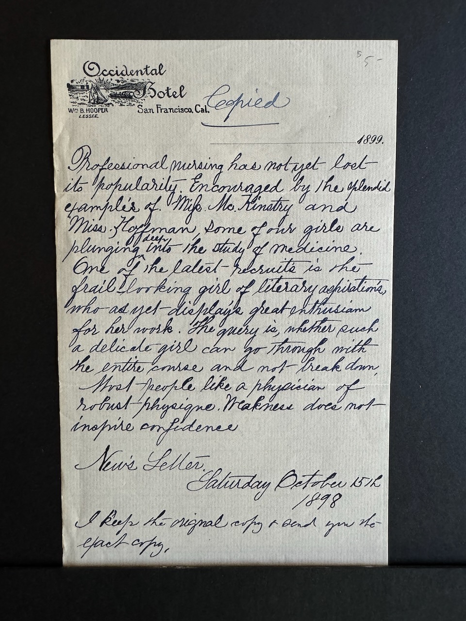 Occidental Hotel San Francisco 1851 stationery image 2